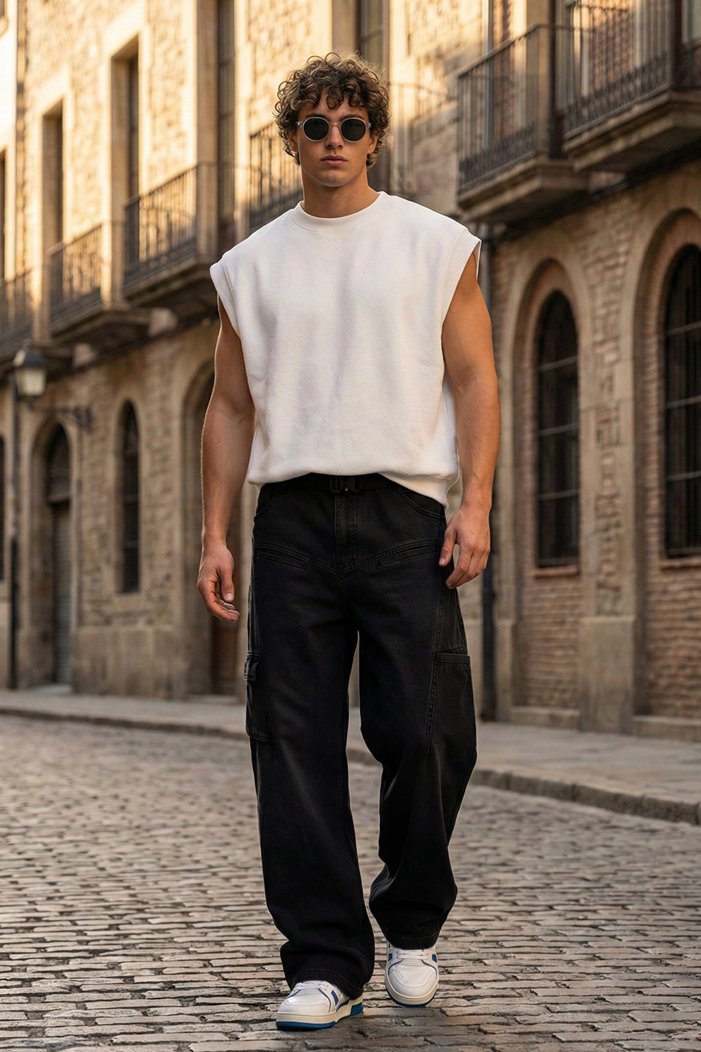 Black 8 Pocket Woven Baggy Fit Exclusive Cargo Pant