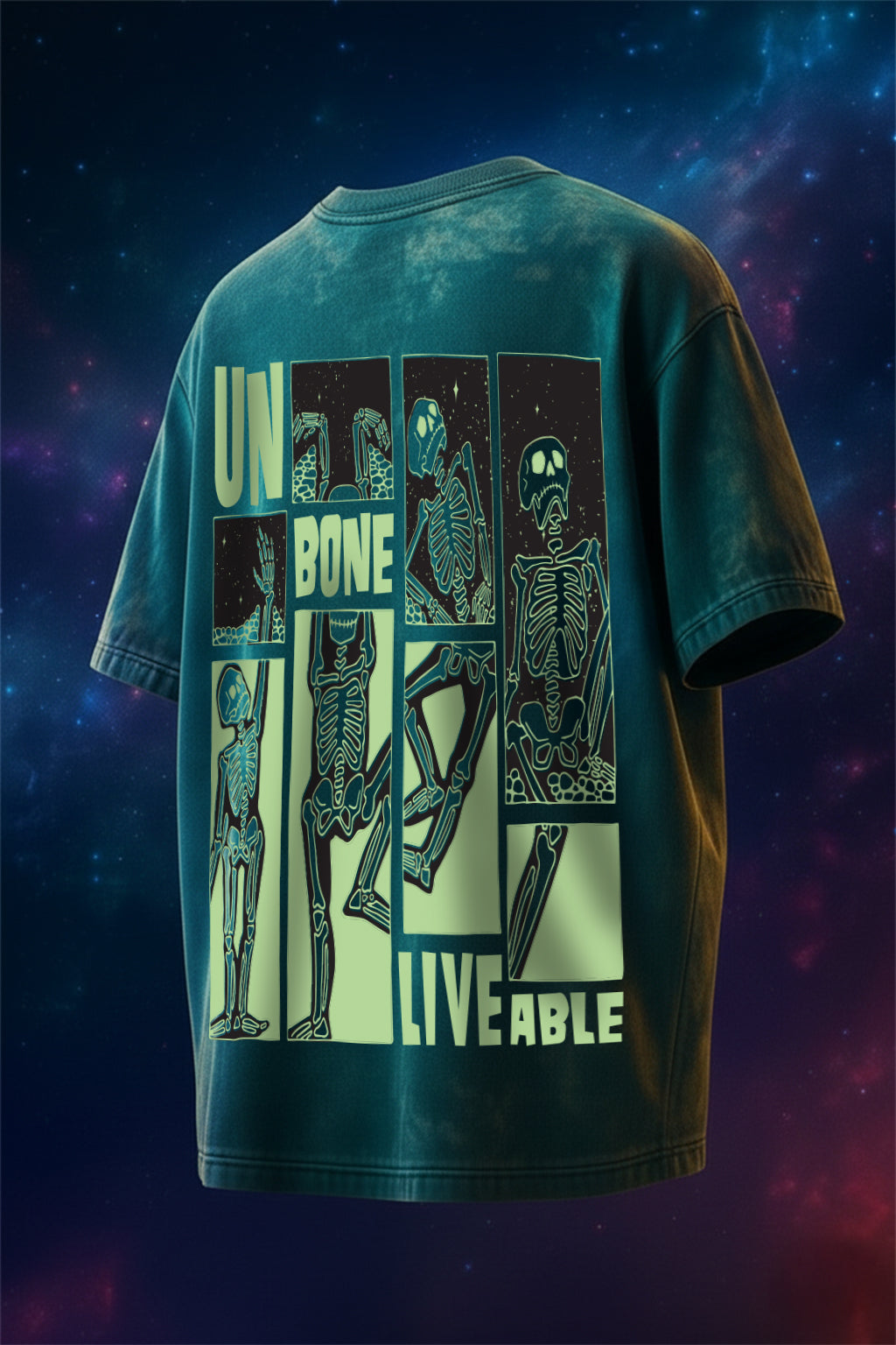 UNBONE Oversized Acid Washed Graphic Back Printed Exclusive T-shirt