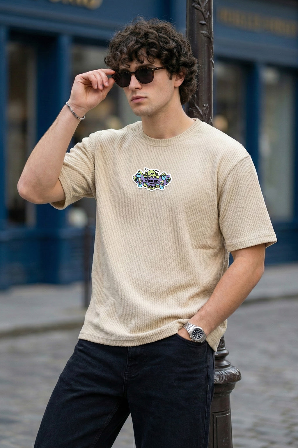 Wicked Trip Swanwhite Oversized Textured Exclusive T-shirt