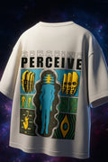 Perceive White Oversized Puff Printed Exclusive T-shirt