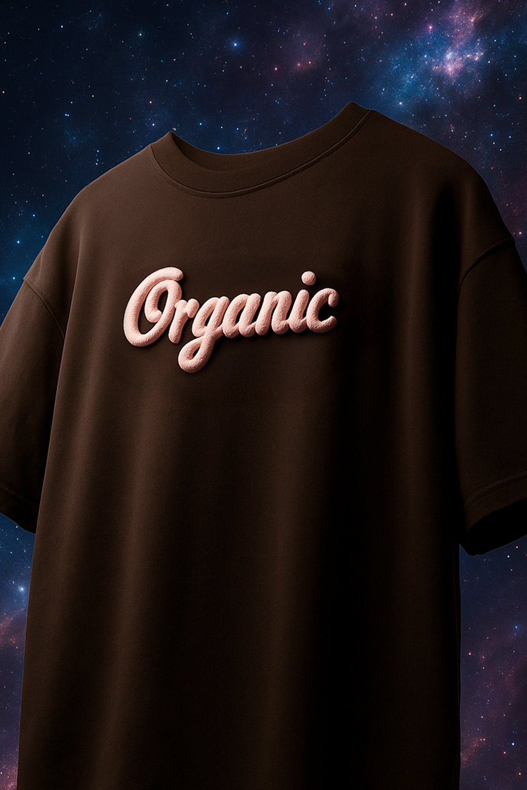 Cherry Brown Oversized Puff Printed Exclusive T-shirt