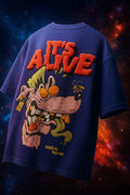 It's Alive Royal Blue Oversized Puff Printed Exclusive T-shirt