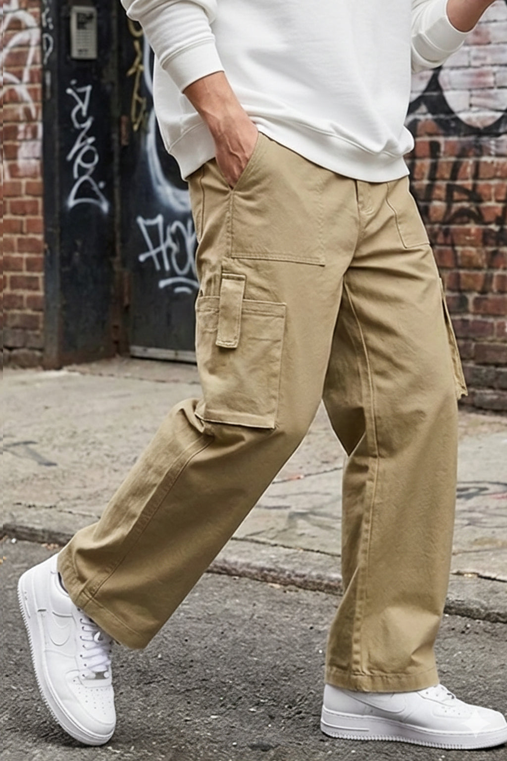 Beige Bellow Pocket Woven Exclusive Cargo Pant