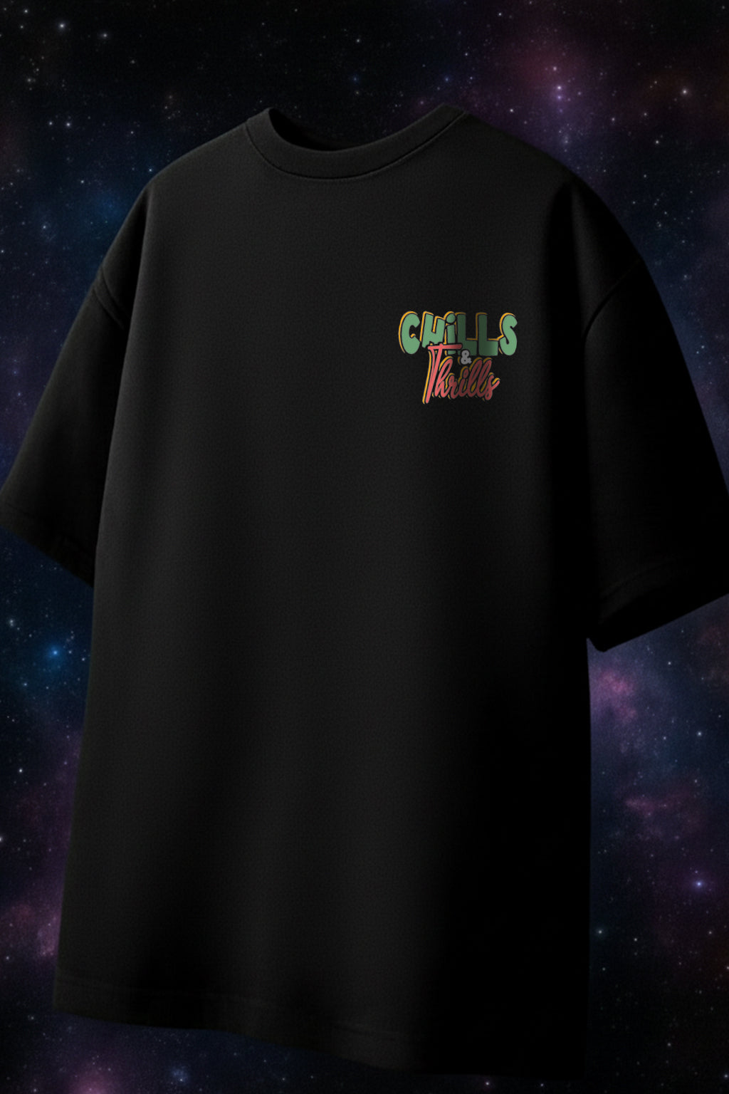 Chill Thrills Navy Oversized Puff Printed Exclusive T-shirt