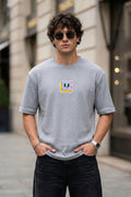 Warning Grey Oversized Textured Exclusive T-shirt