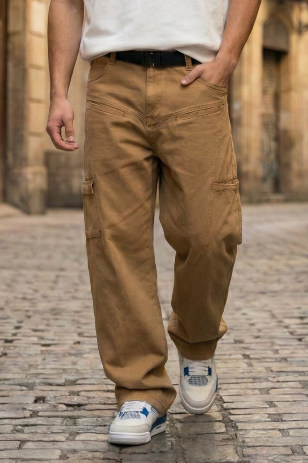 Khaki 8 Pocket Woven Baggy Fit Exclusive Cargo Pant