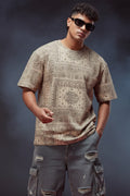 Paisley Beige Oversized All Over Printed T-shirt