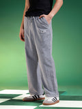 Light Grey Lining Pattern Plain Corduroy Pants