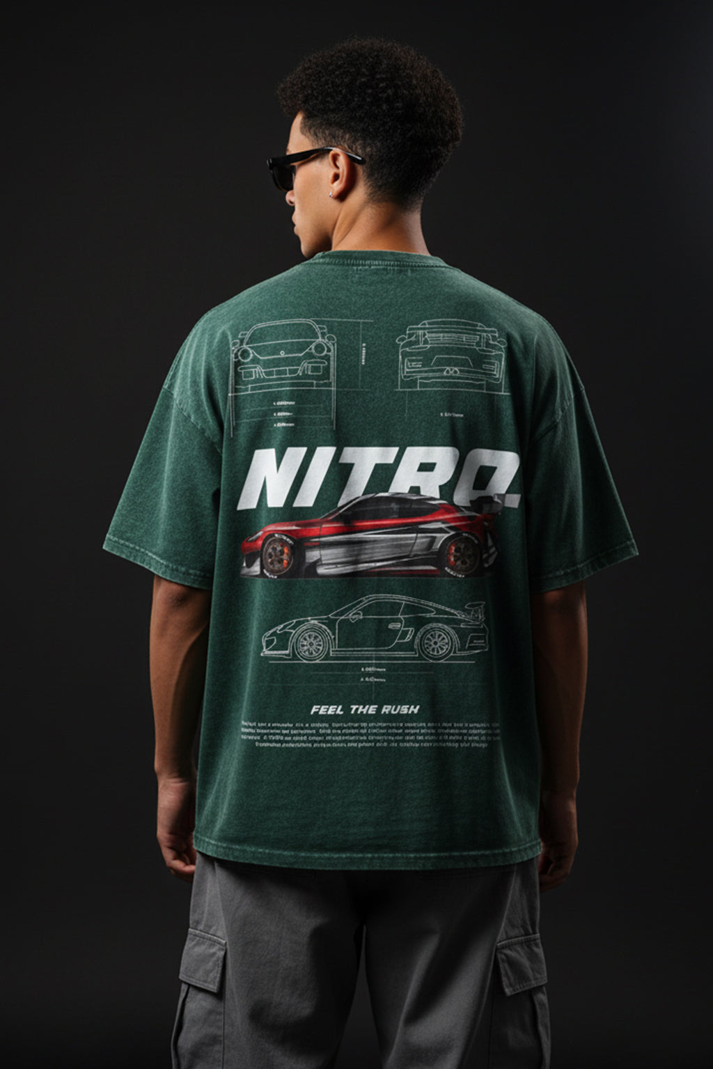 NITRO Oversized Acid Washed Graphic Back Printed Exclusive T-shirt