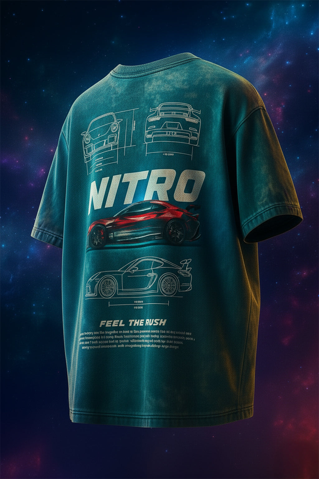 NITRO Oversized Acid Washed Graphic Back Printed Exclusive T-shirt