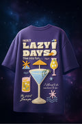Lazy Days Skipper Blue Oversized Puff Printed Exclusive T-shirt