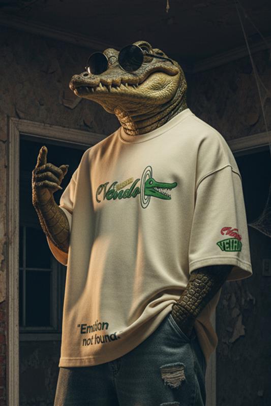 Crocodilian Swanwhite Oversized Puff Printed Exclusive T-shirt