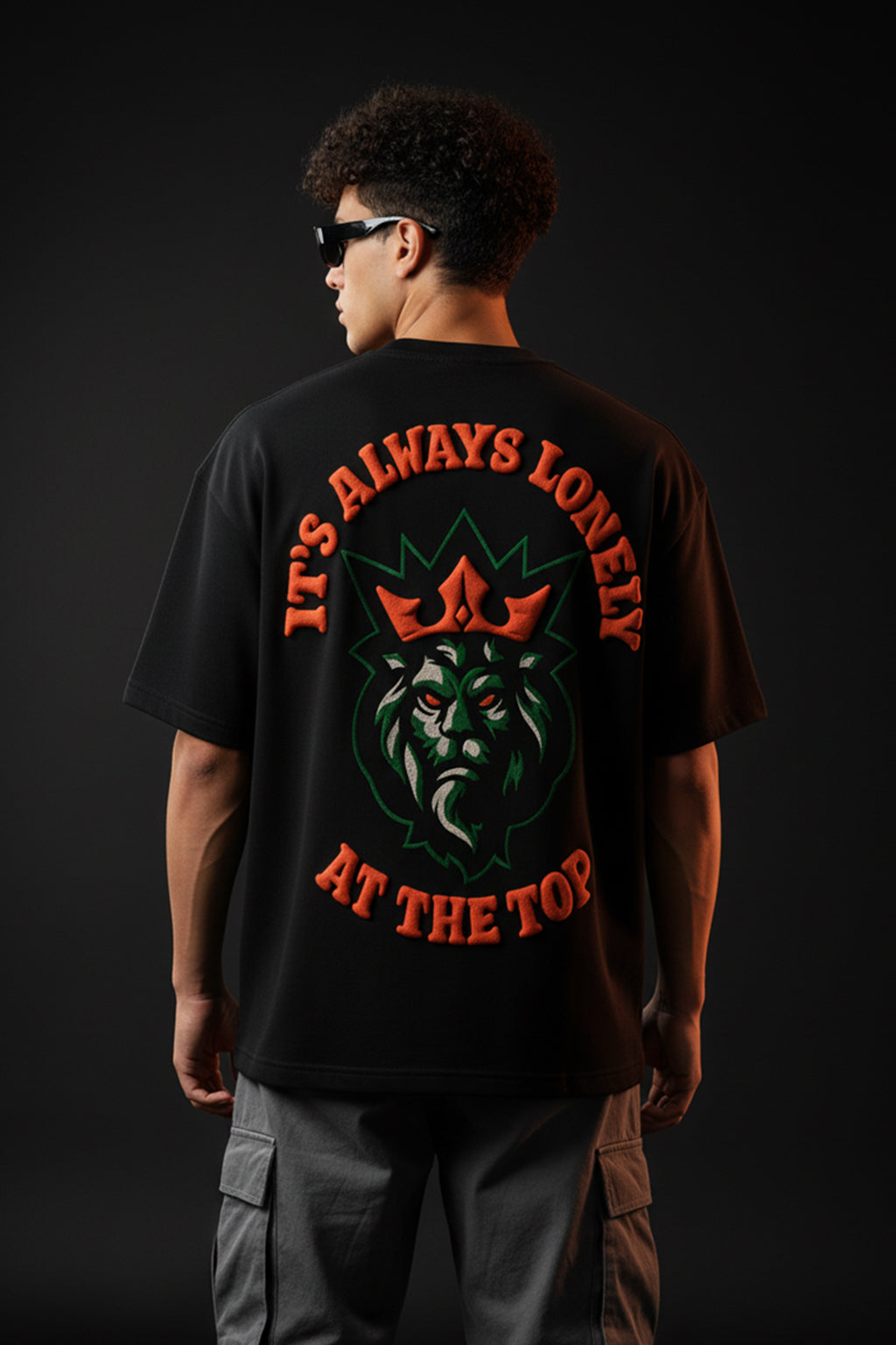 ALWAYS LONELY Black Oversized Puff Printed Exclusive T-shirt