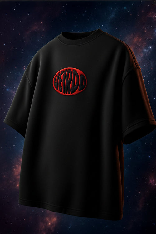 ALWAYS LONELY Black Oversized Puff Printed Exclusive T-shirt